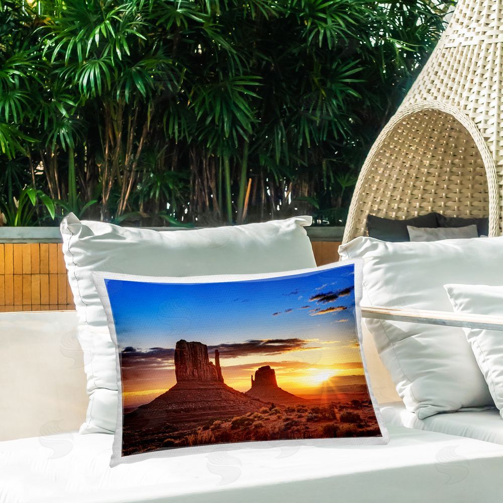 David Drost Sunlit Canyon Buttes Outdoor Quick-Dry Polyester Printed Throw Pillow in Back Yard