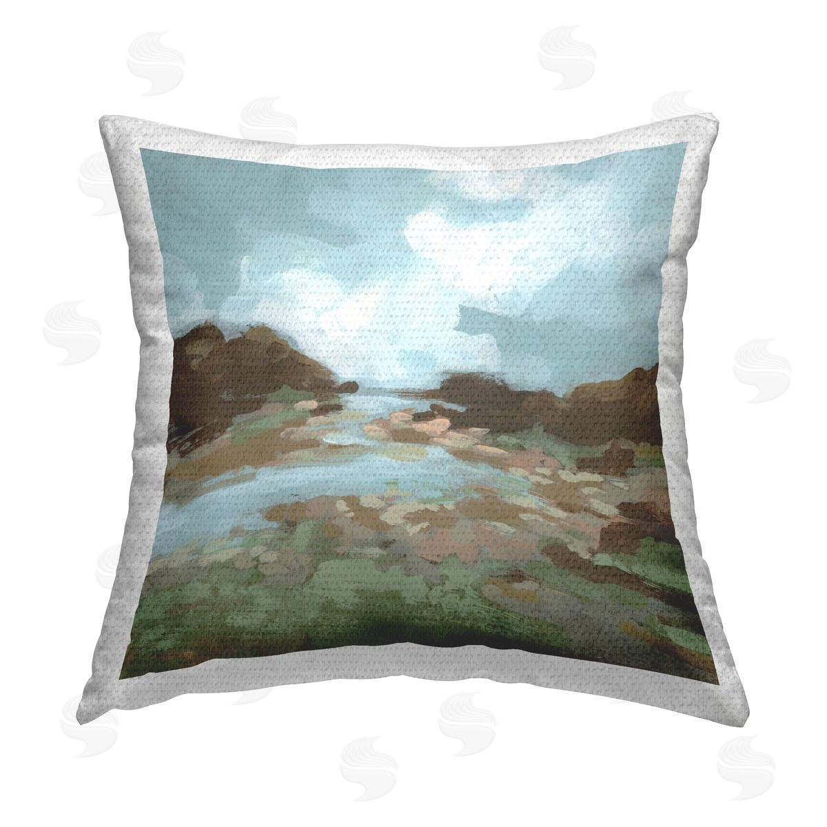 June Erica Vess Traditional River Bend Outdoor Quick-Dry Polyester Printed Throw Pillow