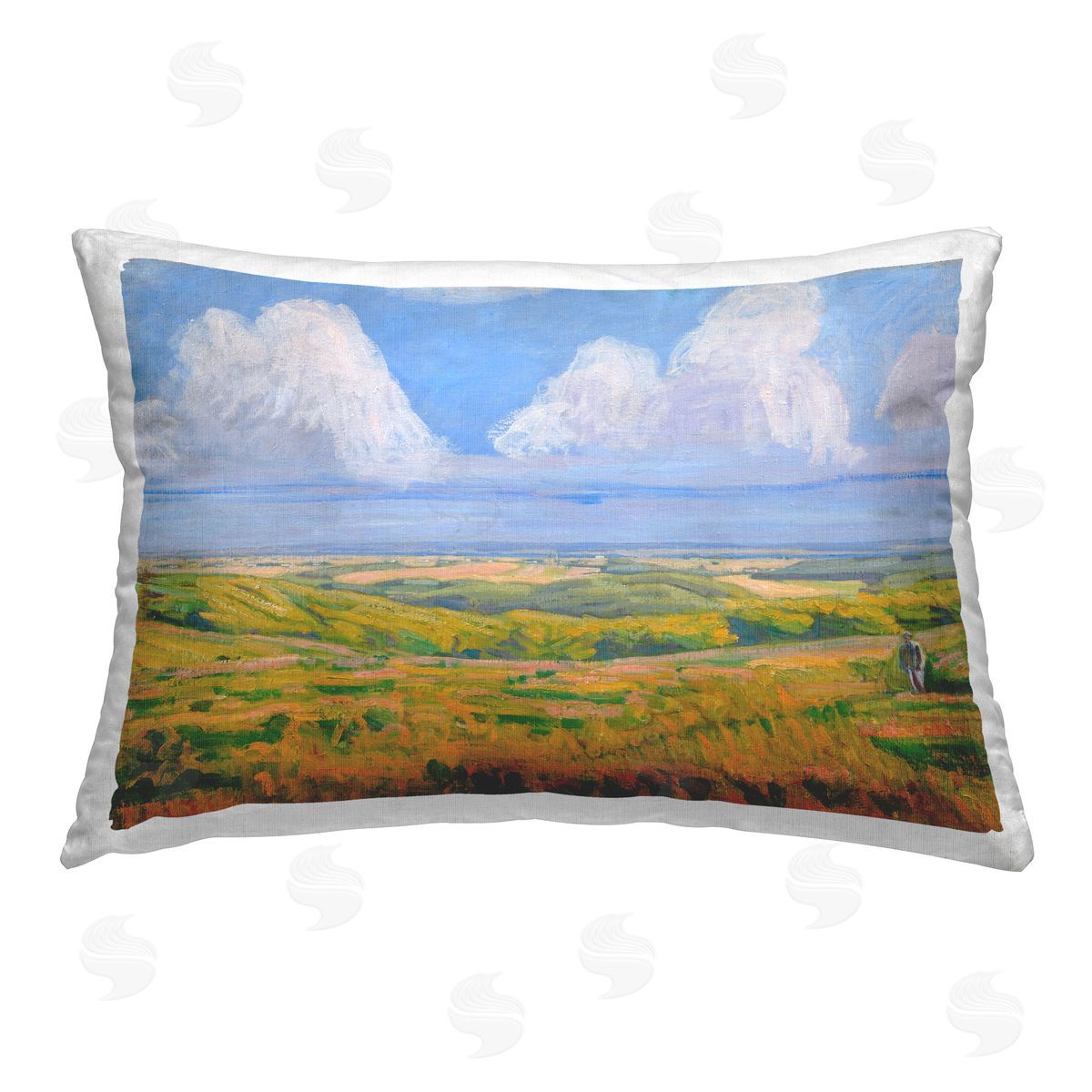 Niels Larsen Stevns Clouds over Classic Country Printed Plush Polyester Throw Pillow