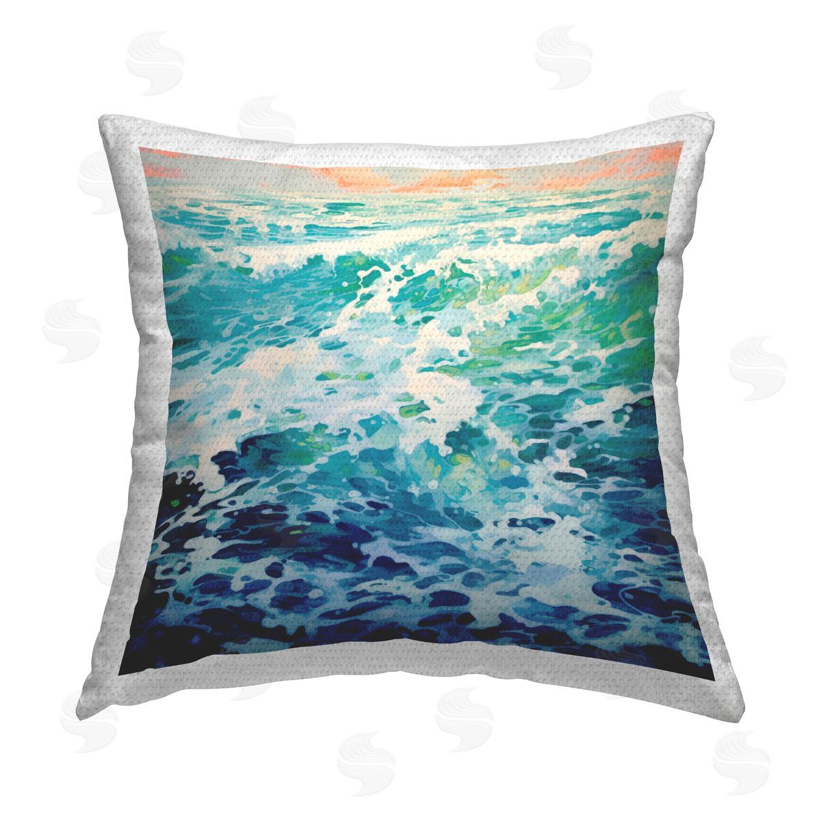 Irena Orlov Cascading Ocean Splash Outdoor Quick-Dry Polyester Printed Throw Pillow