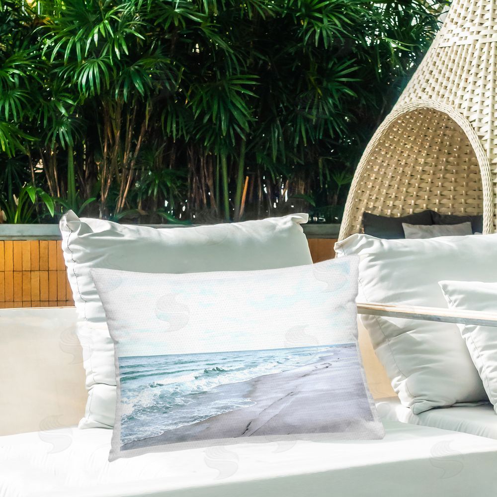 Christine Zalewski Serene Summer Sea Waves  Outdoor Quick-Dry Polyester Printed Throw Pillow in Back Yard