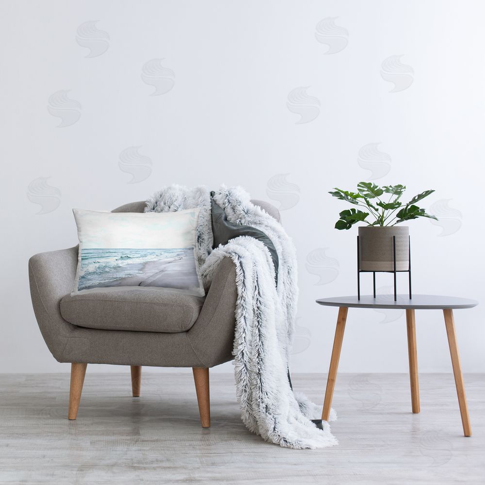 Christine Zalewski Serene Summer Sea Waves  Printed Plush Polyester Throw Pillow On Chair