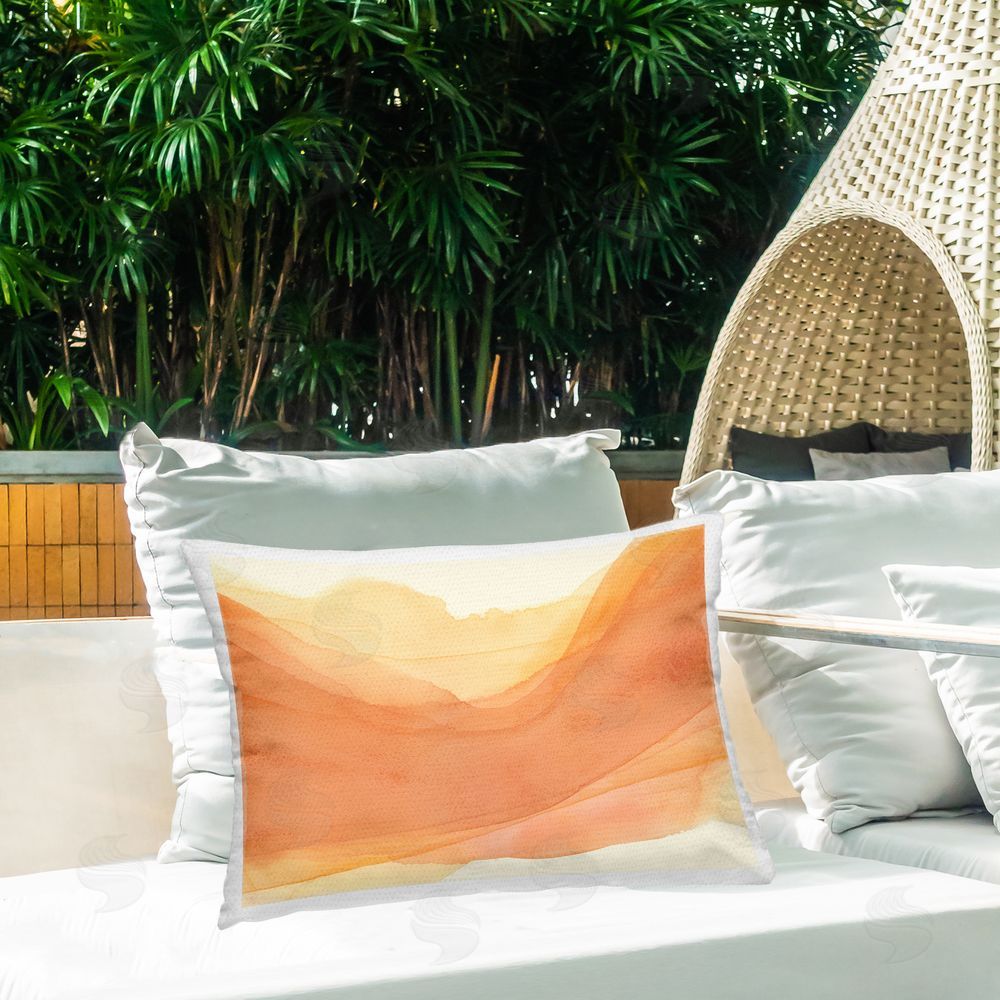 Grace Popp Orange Splash Wave Outdoor Quick-Dry Polyester Printed Throw Pillow in Back Yard