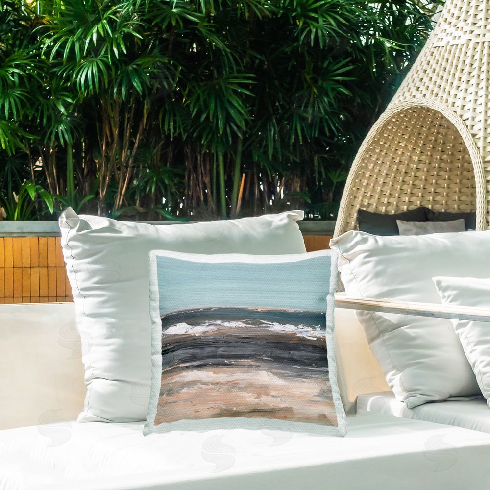 Ethan Harper Gloomy Traditional Beach Outdoor Quick-Dry Polyester Printed Throw Pillow in Back Yard