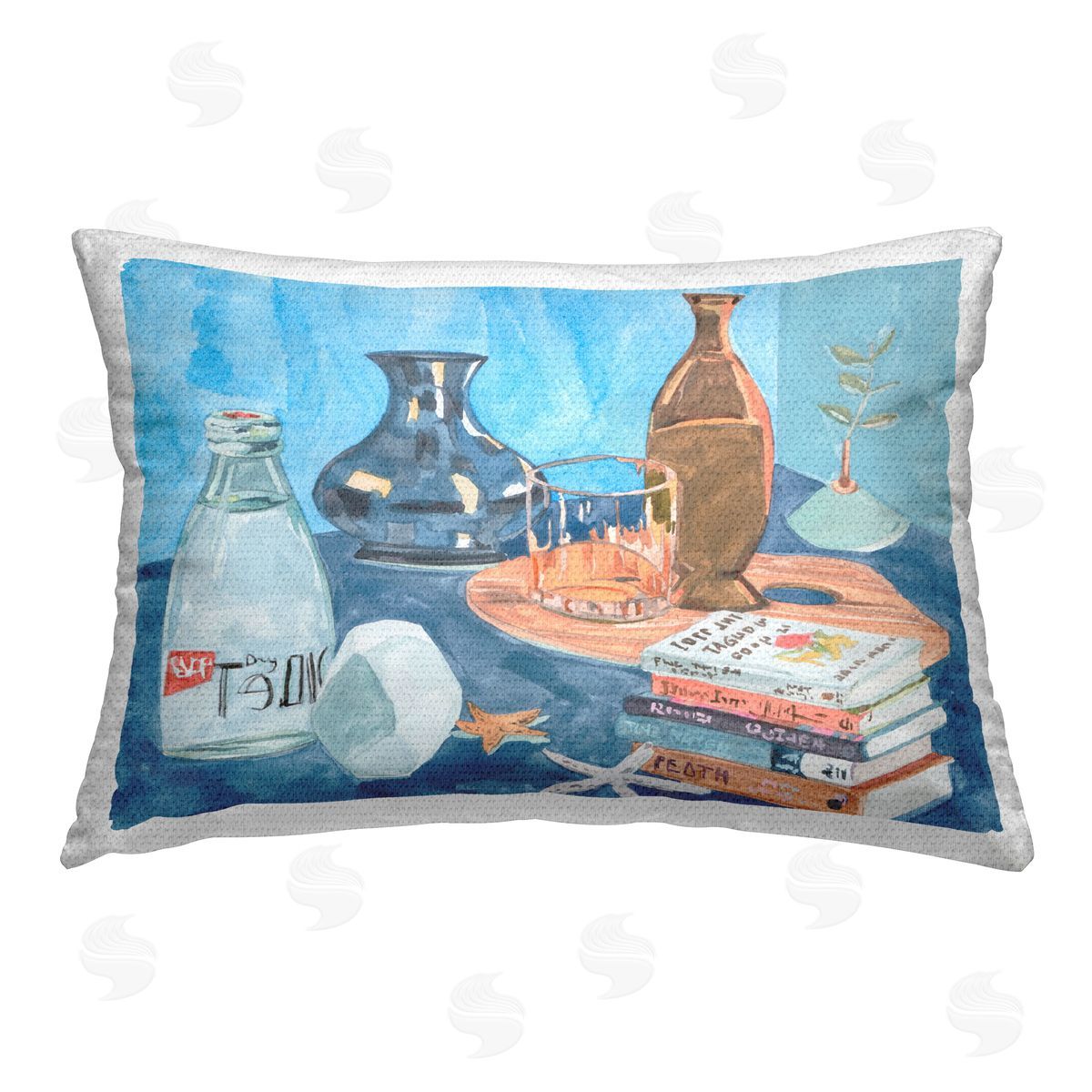 Melissa Wang Still Life with Book Stack Outdoor Quick-Dry Polyester Printed Throw Pillow