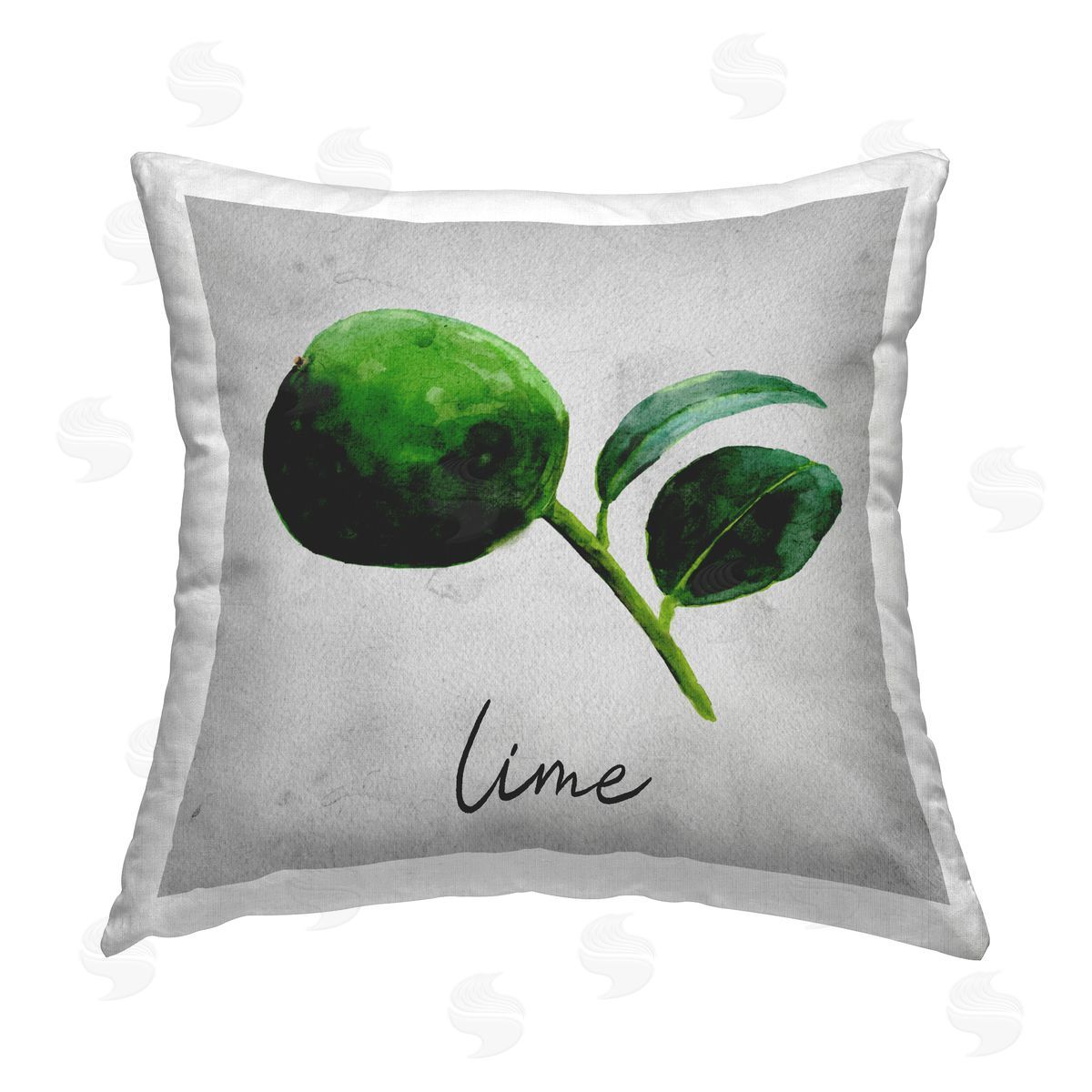 Regina Moore Kitchen Lime with Leaf Printed Plush Polyester Throw Pillow