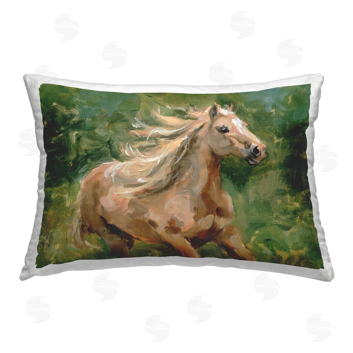 Victoria Barnes Dashing Horse in Nature Printed Plush Polyester Throw Pillow