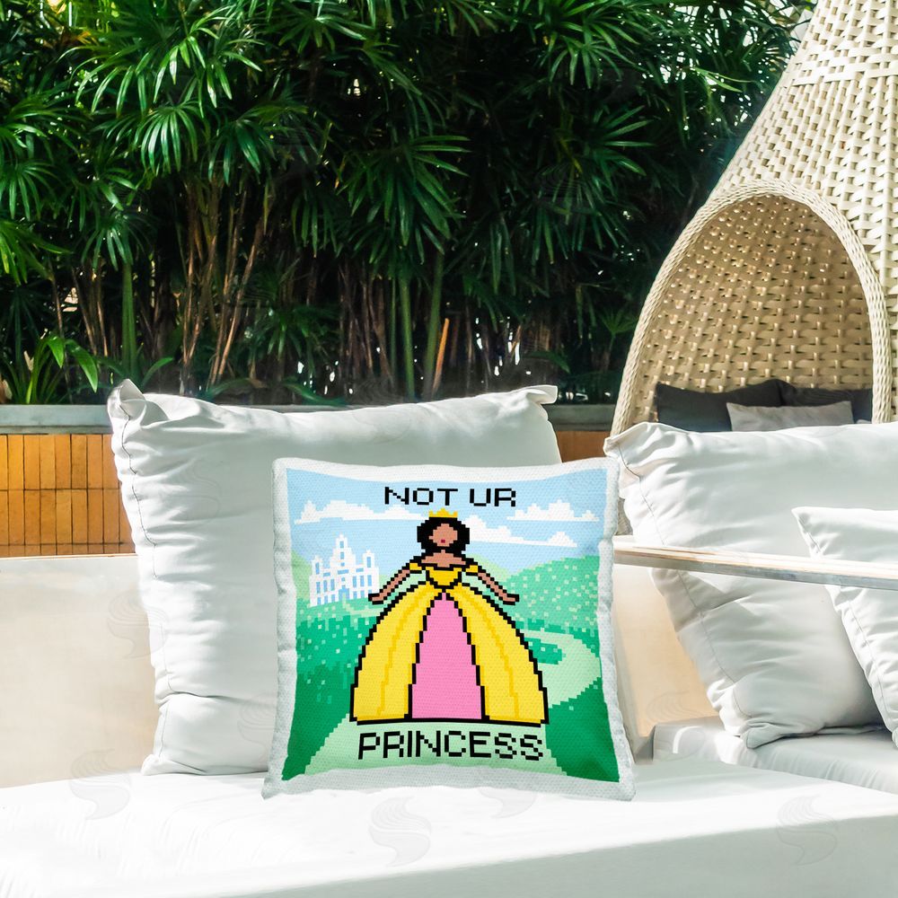 Grace Popp Not Ur Princess Pixel Style Outdoor Quick-Dry Polyester Printed Throw Pillow in Back Yard
