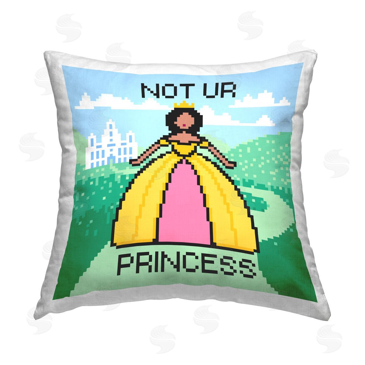Grace Popp Not Ur Princess Pixel Style Printed Plush Polyester Throw Pillow