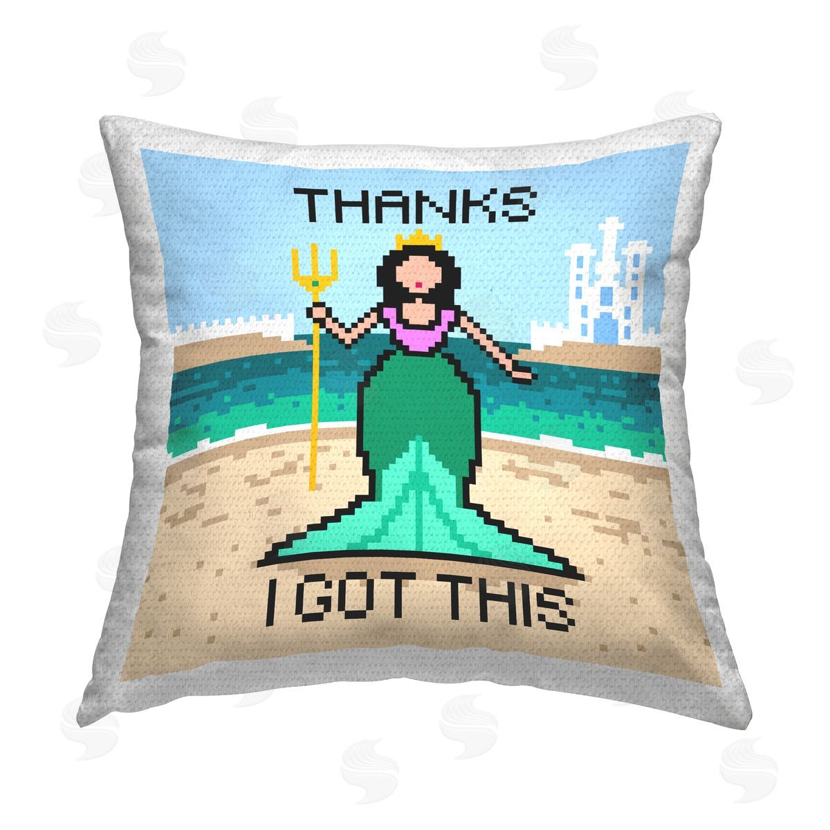 Grace Popp I Got This Pixel Mermaid Outdoor Quick-Dry Polyester Printed Throw Pillow