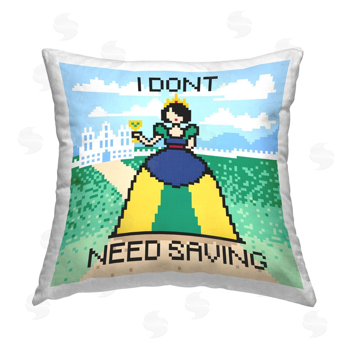 Grace Popp Don't Need Saving Pixel Princess Printed Plush Polyester Throw Pillow