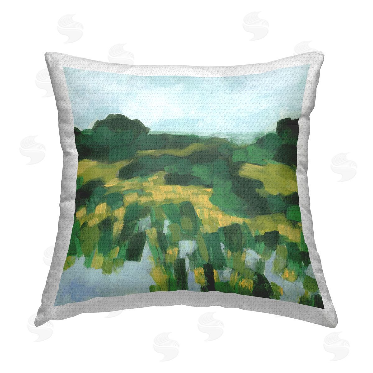 June Erica Vess Abstract Lush Greenery Outdoor Quick-Dry Polyester Printed Throw Pillow