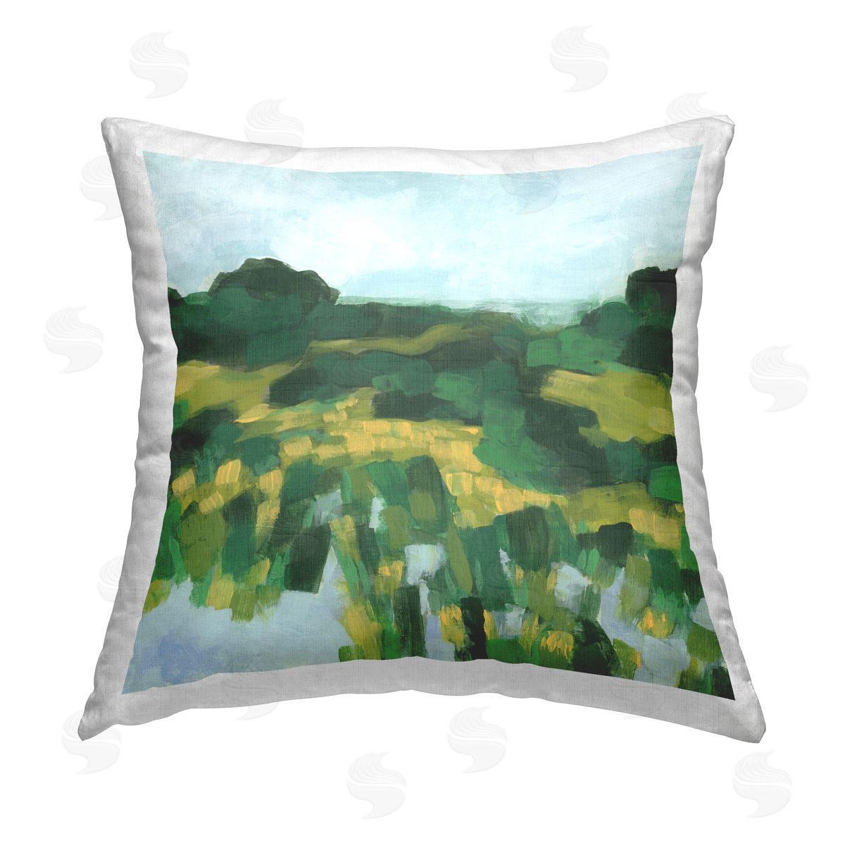 June Erica Vess Abstract Lush Greenery Printed Plush Polyester Throw Pillow