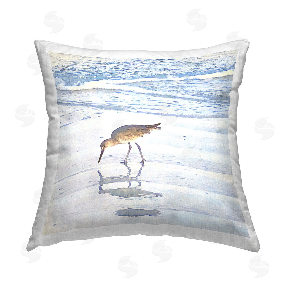 Christine Zalewski Sandpiper's Beach Reflection Printed Plush Polyester Throw Pillow