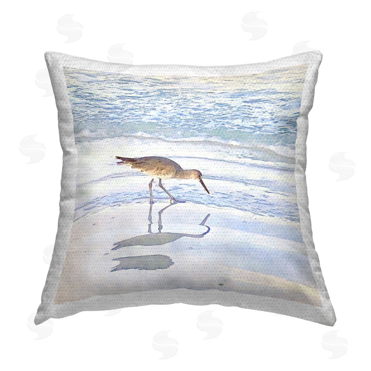 Christine Zalewski Sandpiper Reflecting on Shore Outdoor Quick-Dry Polyester Printed Throw Pillow