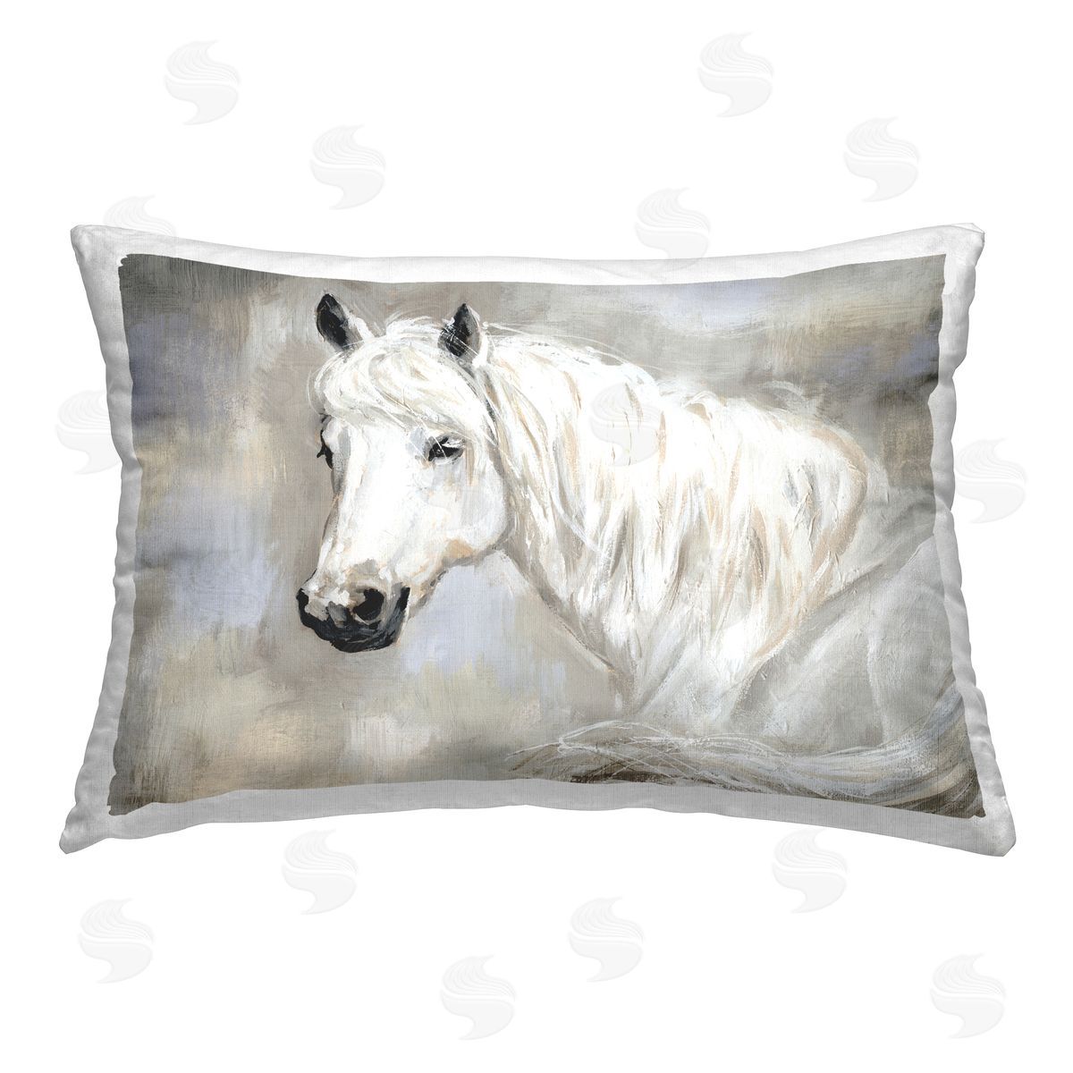 Victoria Barnes White Horse Elegance Printed Plush Polyester Throw Pillow
