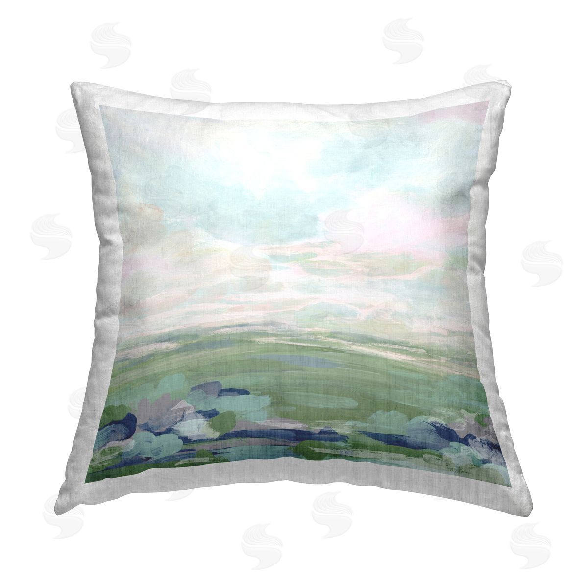 June Erica Vess Faded Grassland View Printed Plush Polyester Throw Pillow