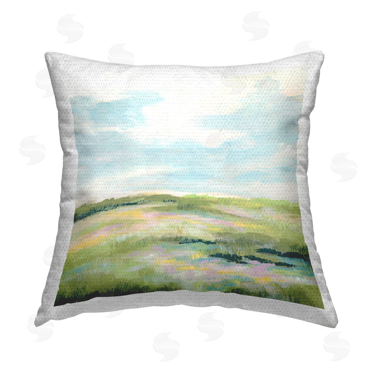 June Erica Vess Pastel Meadow Landscape Outdoor Quick-Dry Polyester Printed Throw Pillow