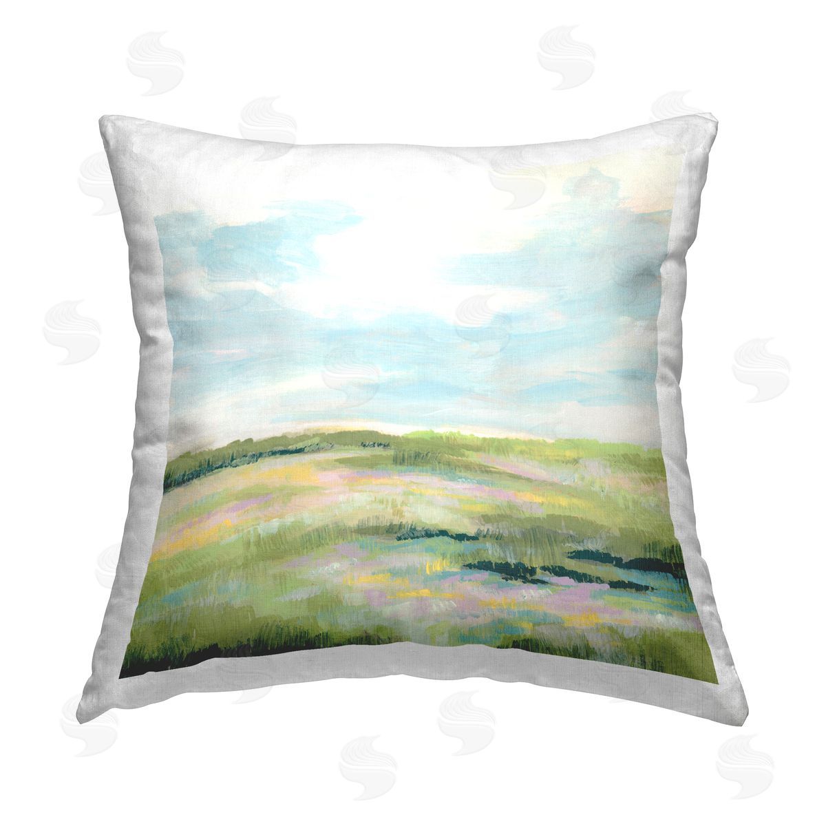 June Erica Vess Pastel Meadow Landscape Printed Plush Polyester Throw Pillow