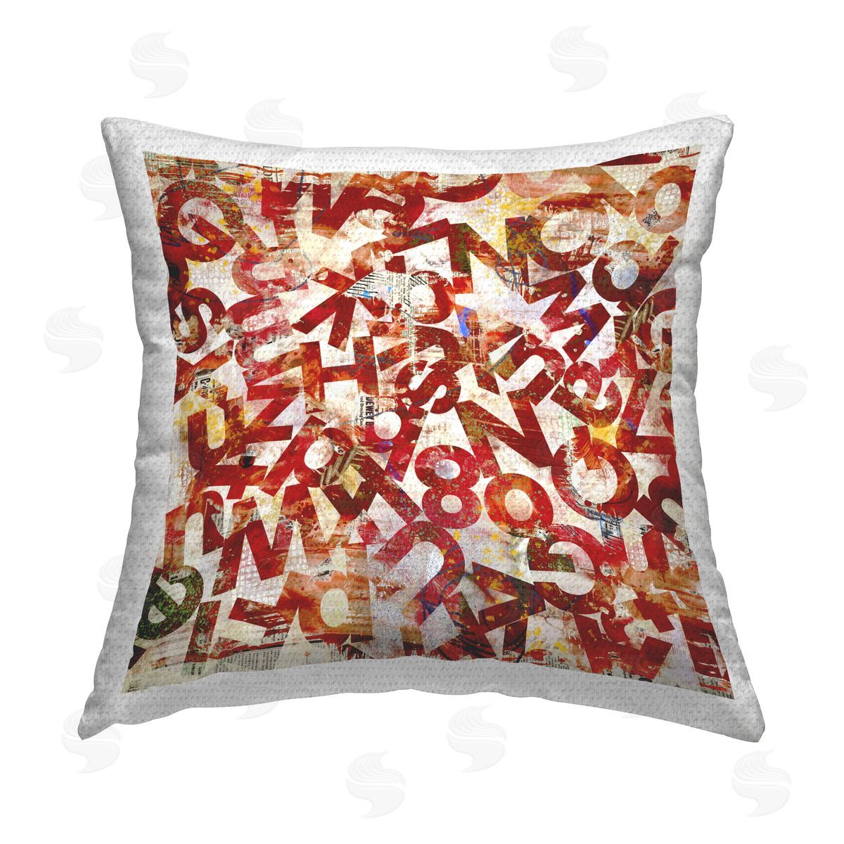 Laura Gibson Red Typography Collage Outdoor Quick-Dry Polyester Printed Throw Pillow