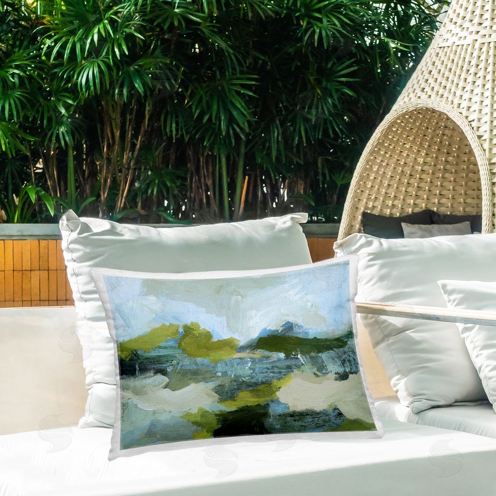 Victoria Barnes Expressive Abstract Scenery Outdoor Quick-Dry Polyester Printed Throw Pillow in Back Yard