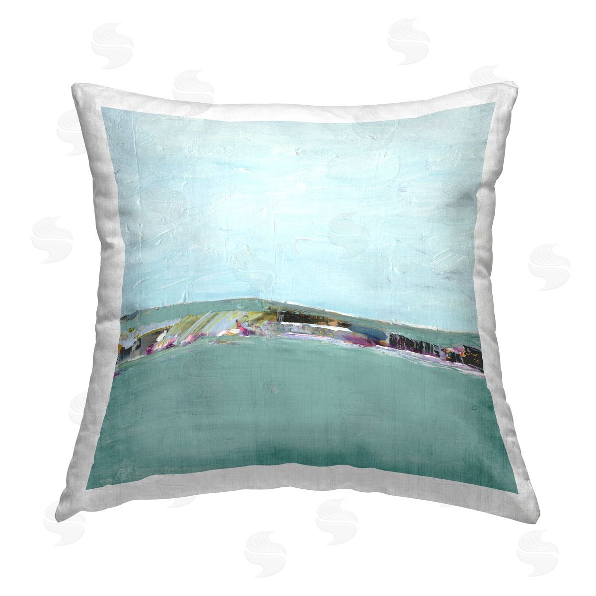 Ethan Harper Abstract Ocean Island Printed Plush Polyester Throw Pillow