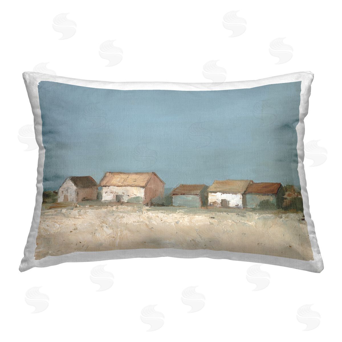 Ethan Harper Distant Town House Printed Plush Polyester Throw Pillow