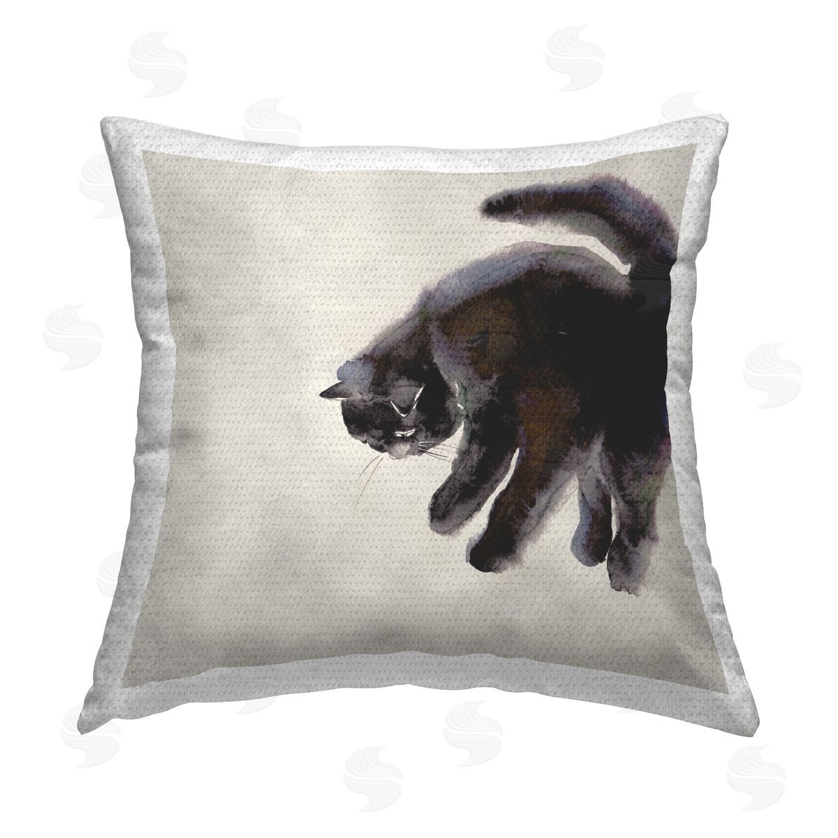 Melissa Wang Simple Cat Watercolor Outdoor Quick-Dry Polyester Printed Throw Pillow