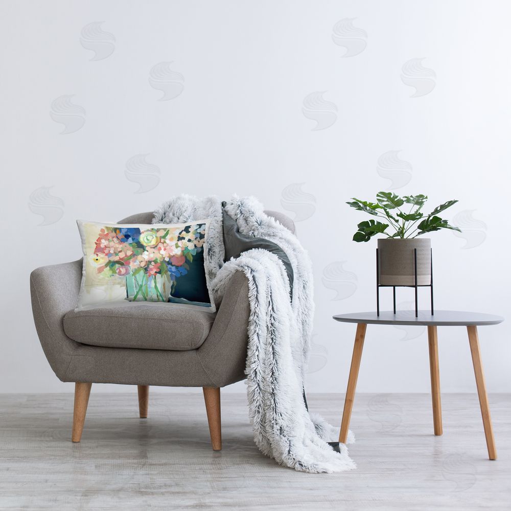 Jenny Westenhofer Impressionist Flower Bouquet Printed Plush Polyester Throw Pillow On Chair