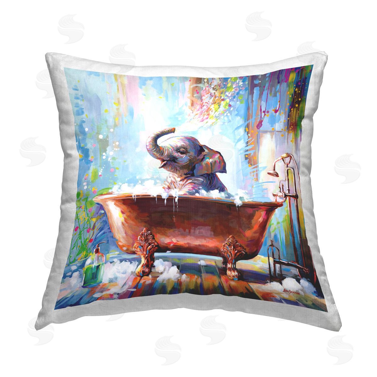 Leon Devenice Ballerina with Modern Splash Printed Plush Polyester Throw Pillow