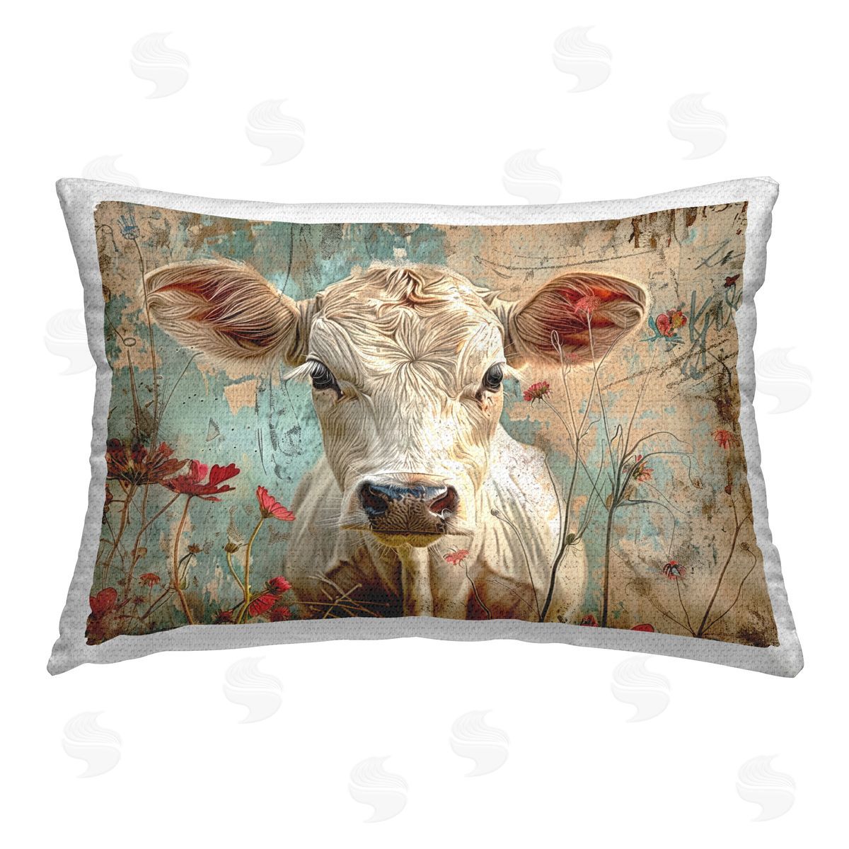 LSR Design Studio Spring Country Cow Outdoor Quick-Dry Polyester Printed Throw Pillow