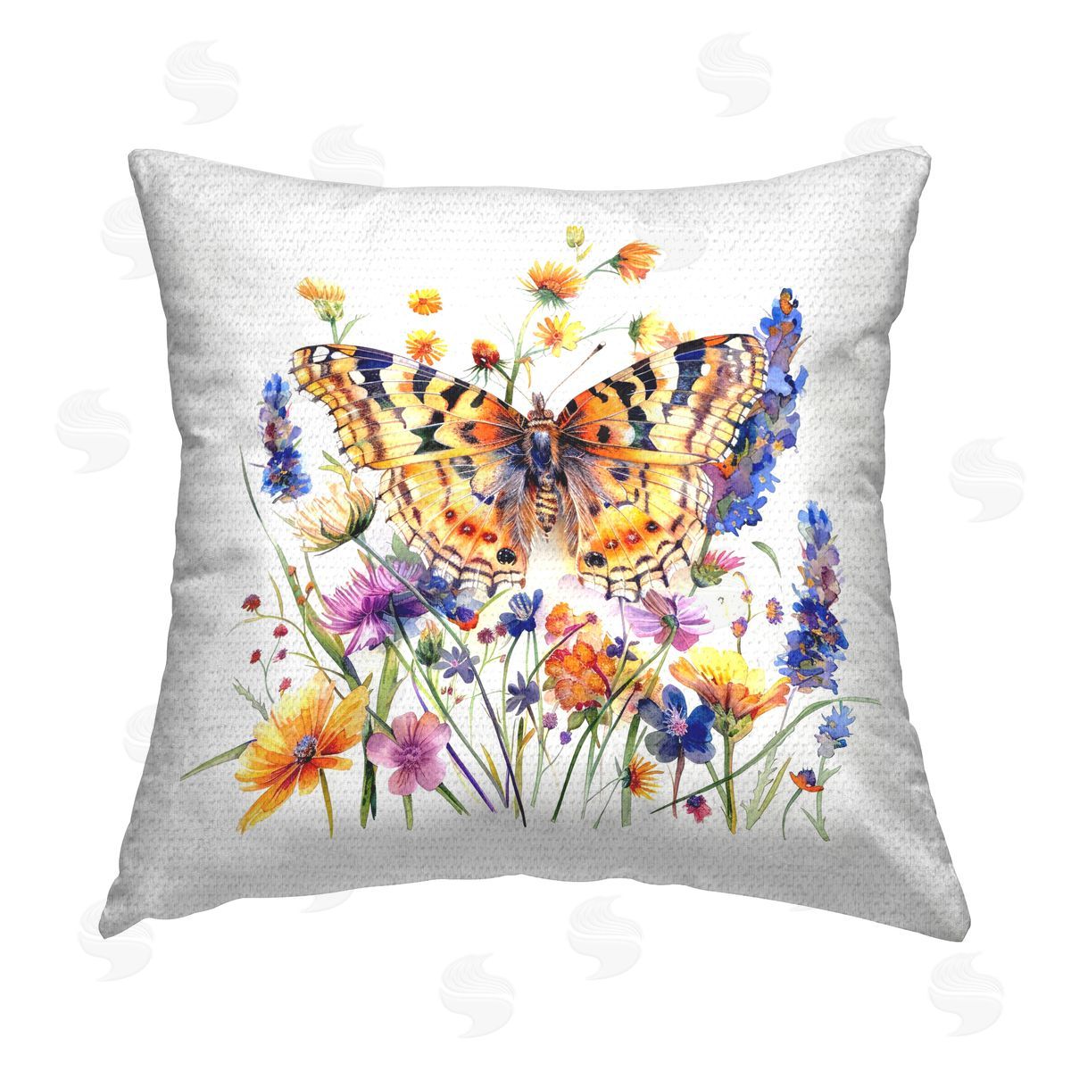 LSR Design Studio Garden Flowers & Butterfly Outdoor Quick-Dry Polyester Printed Throw Pillow