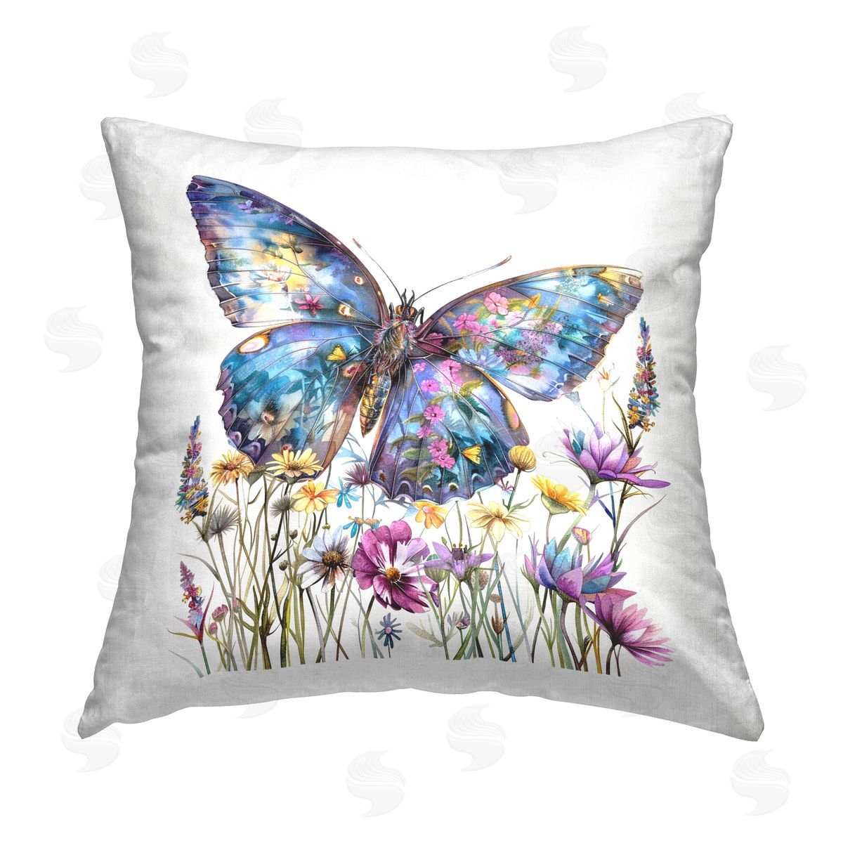 LSR Design Studio Spring Garden Butterfly Printed Plush Polyester Throw Pillow