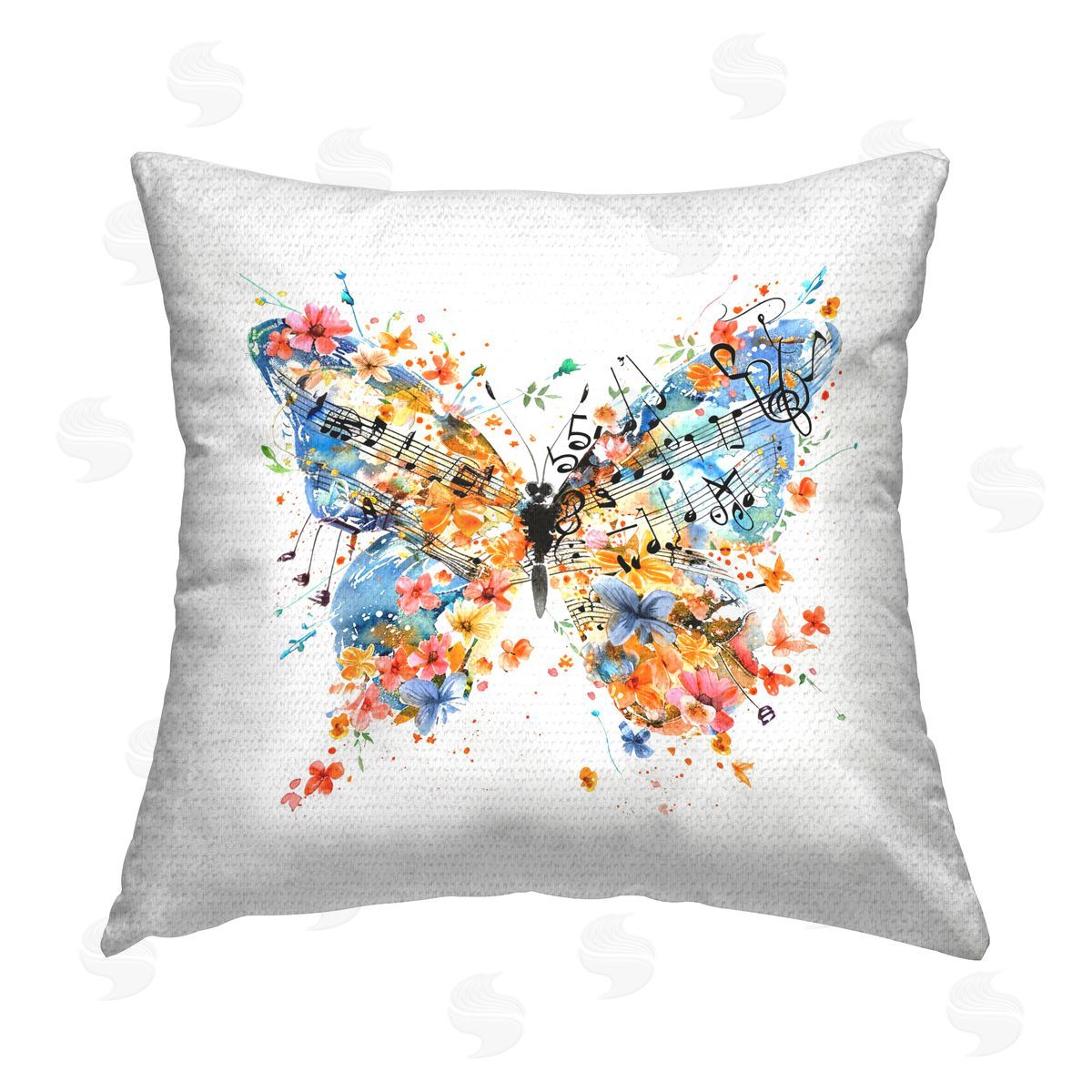 LSR Design Studio Song Notes Butterfly Outdoor Quick-Dry Polyester Printed Throw Pillow