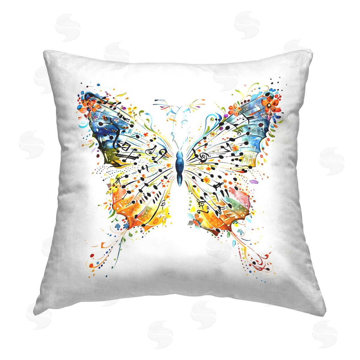 LSR Design Studio Musical Butterfly Wings Printed Plush Polyester Throw Pillow
