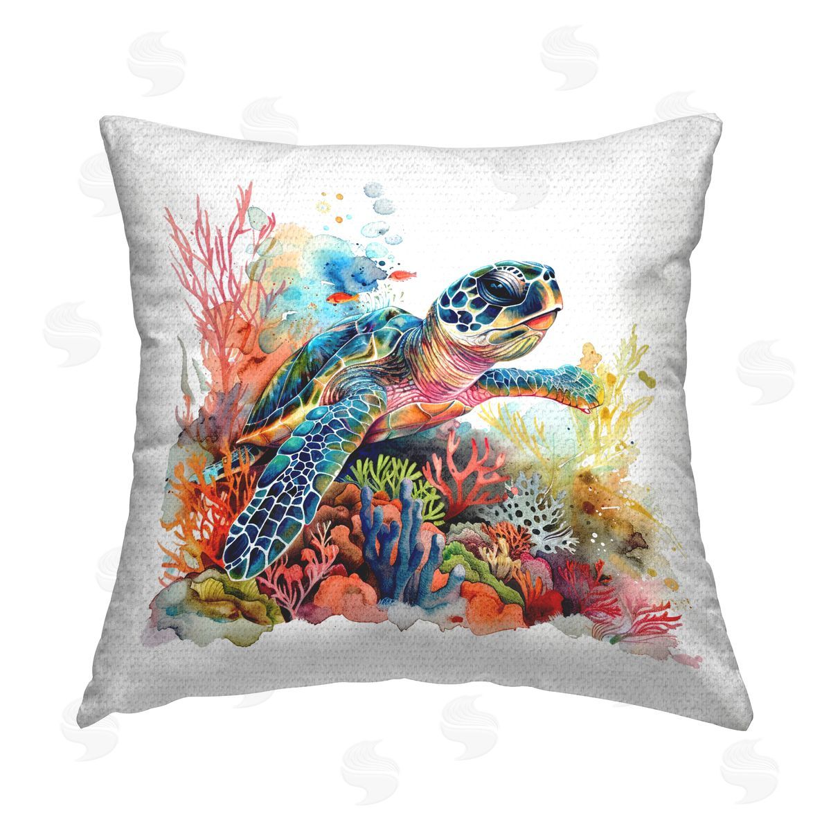 LSR Design Studio Swimming Turtle Undersea Outdoor Quick-Dry Polyester Printed Throw Pillow