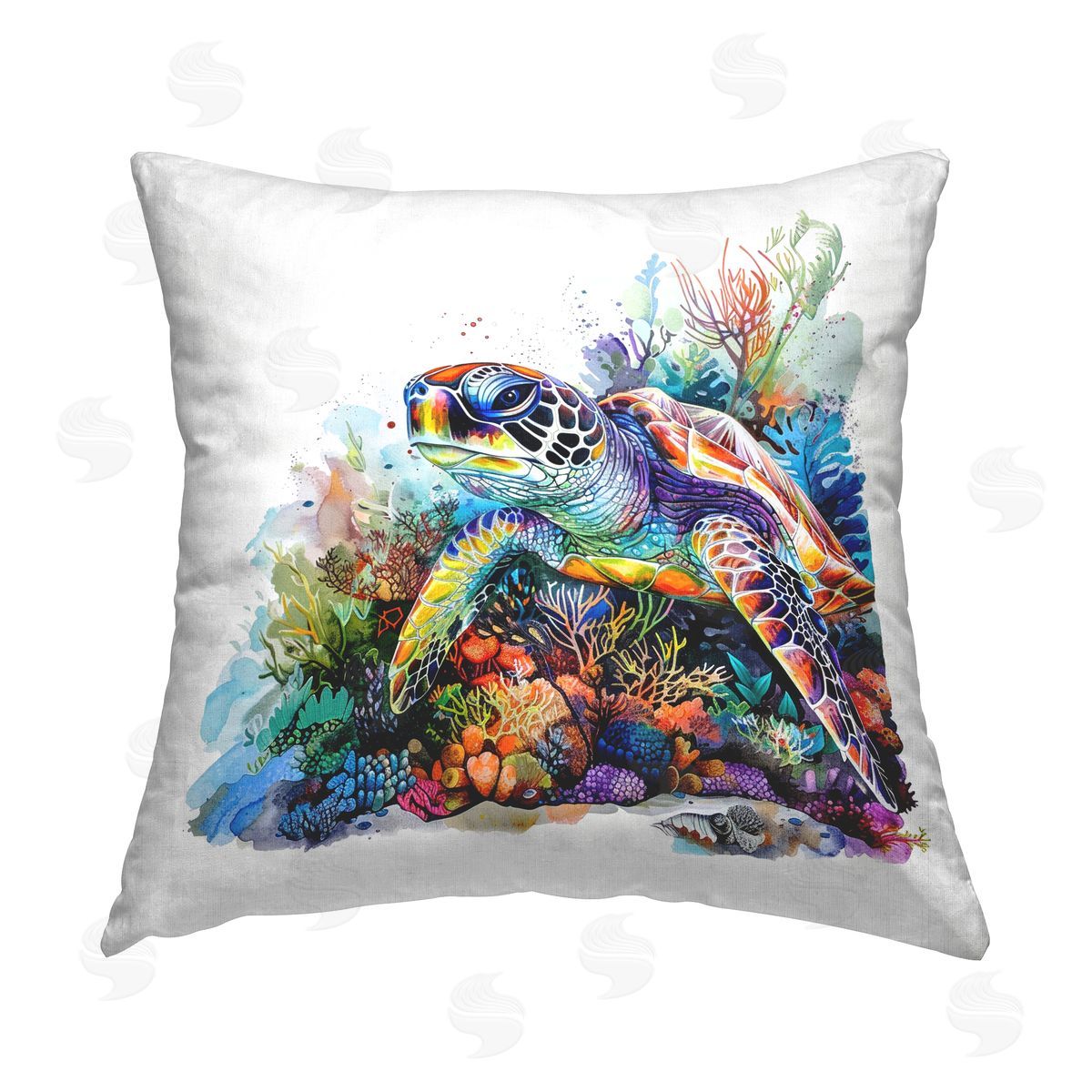 LSR Design Studio Aquatic Sea Turtle Printed Plush Polyester Throw Pillow
