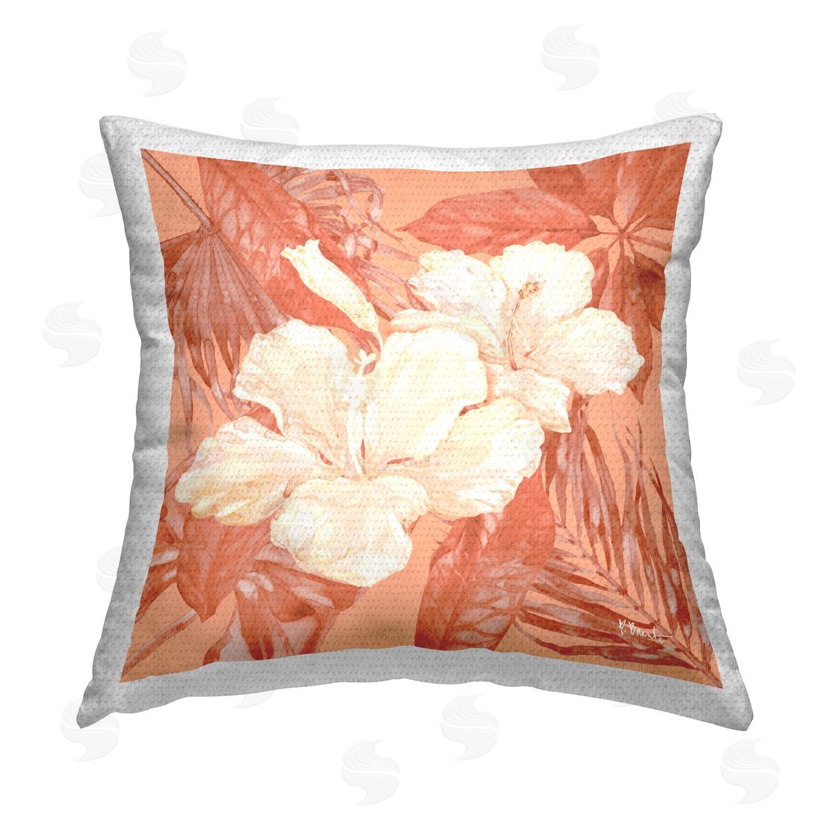 Paul Brent Tropical Hibiscus Bunch Outdoor Quick-Dry Polyester Printed Throw Pillow