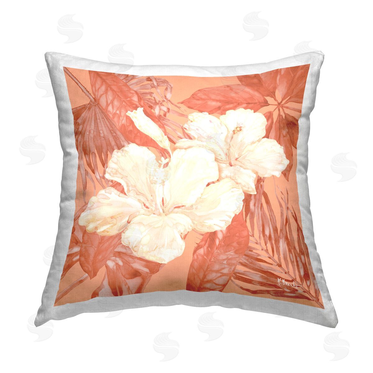 Paul Brent Tropical Hibiscus Bunch Printed Plush Polyester Throw Pillow