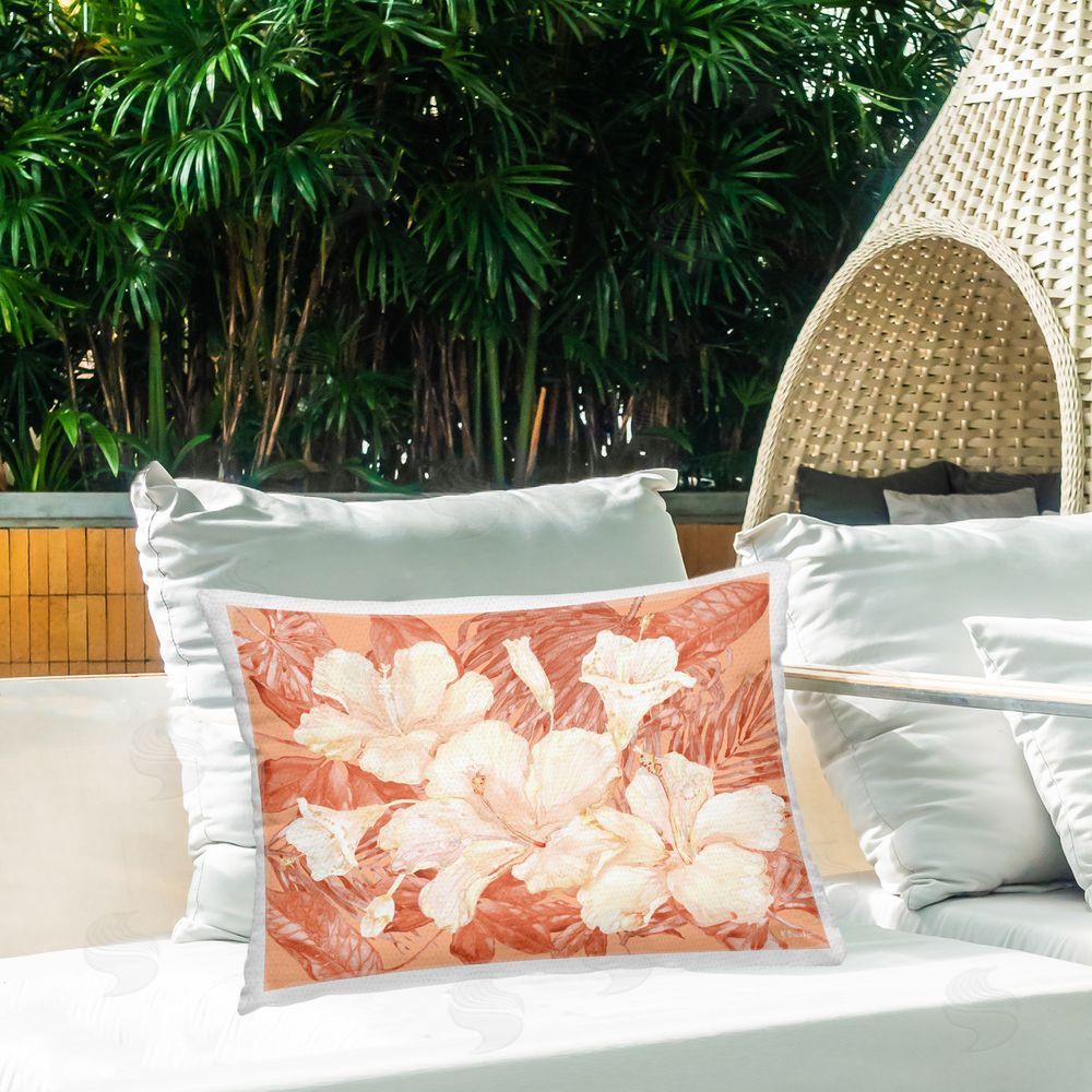 Paul Brent Bright Hibiscus Bundle Outdoor Quick-Dry Polyester Printed Throw Pillow in Back Yard
