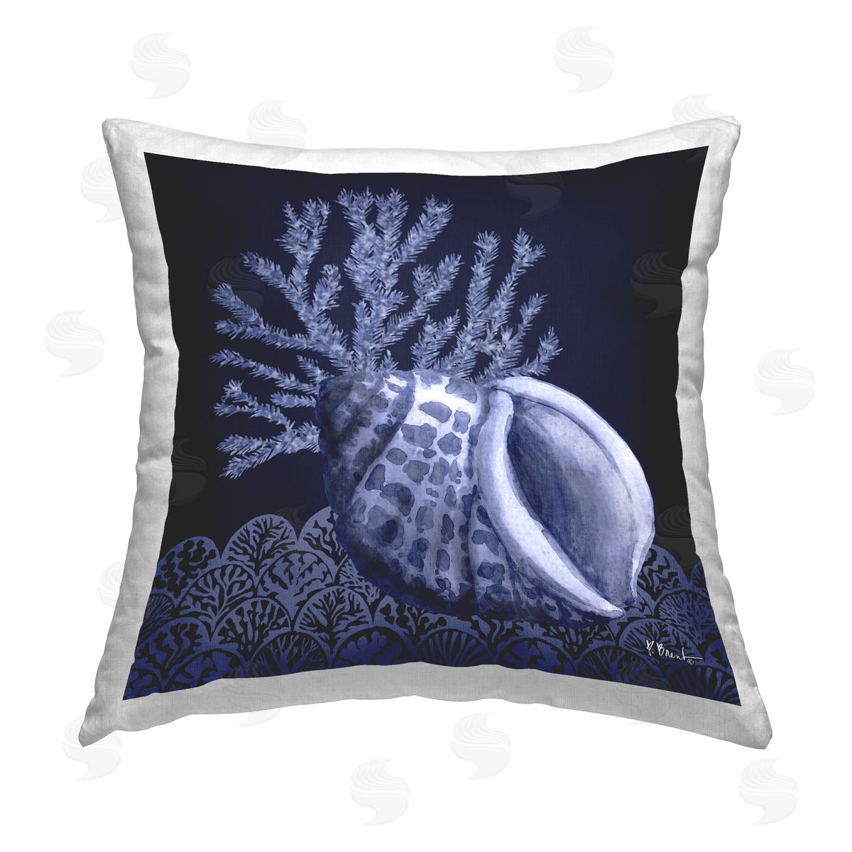 Paul Brent Shadow Shell Patterned Printed Plush Polyester Throw Pillow