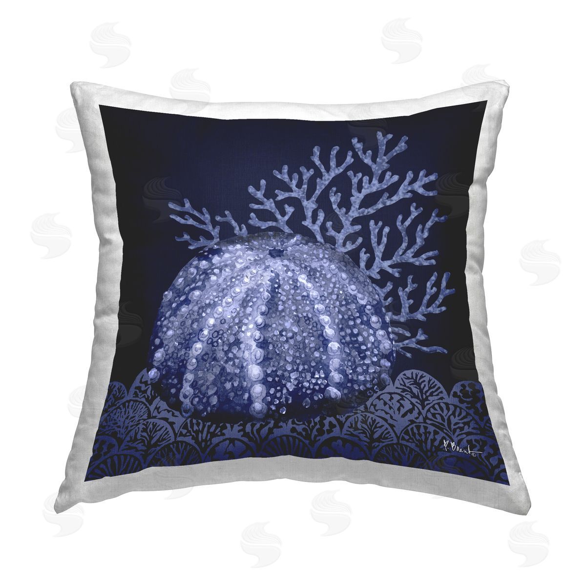 Paul Brent Dark Sea Urchin Printed Plush Polyester Throw Pillow