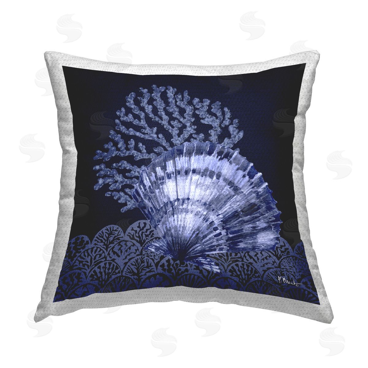 Paul Brent Shadowed Clam Still Life Outdoor Quick-Dry Polyester Printed Throw Pillow