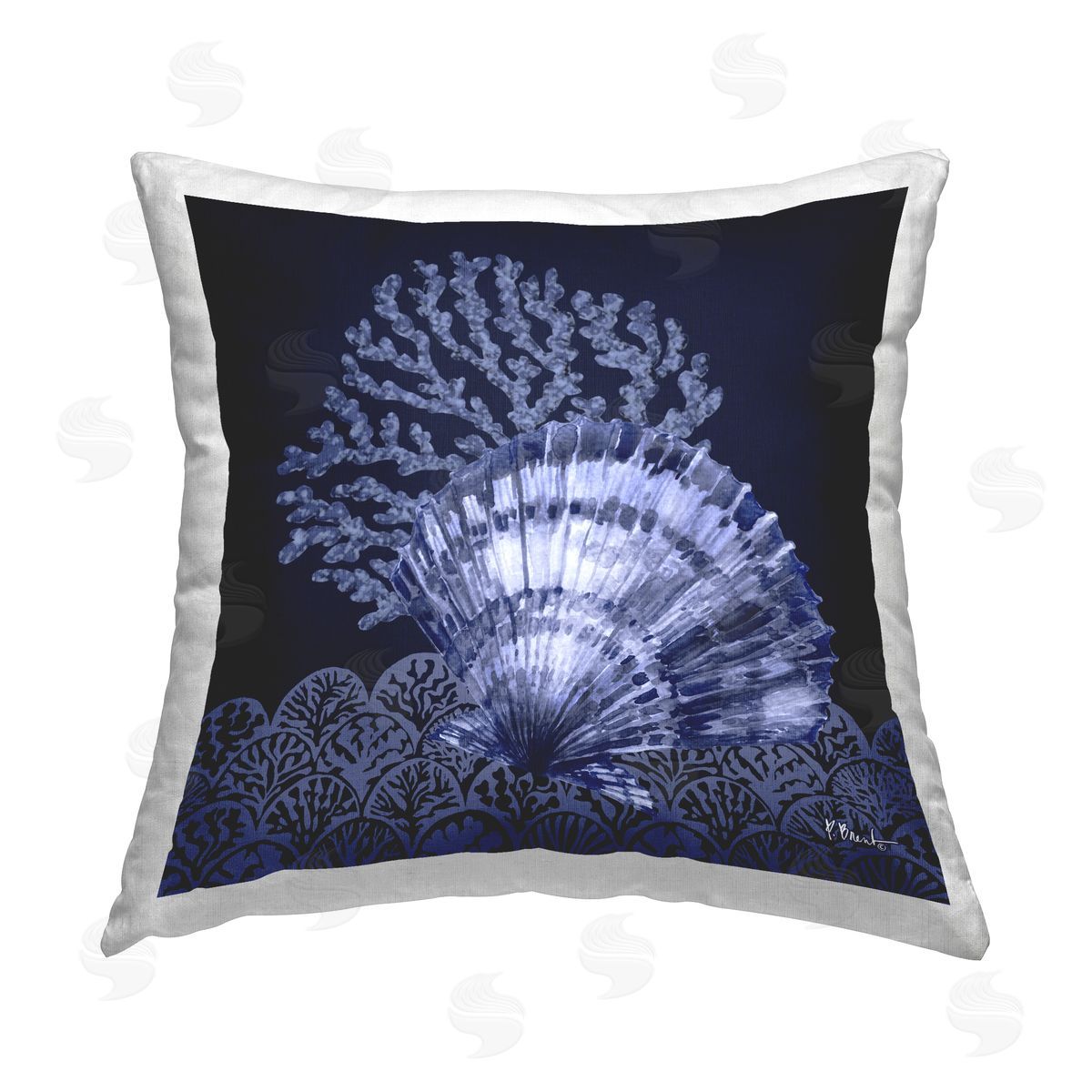 Paul Brent Shadowed Clam Still Life Printed Plush Polyester Throw Pillow