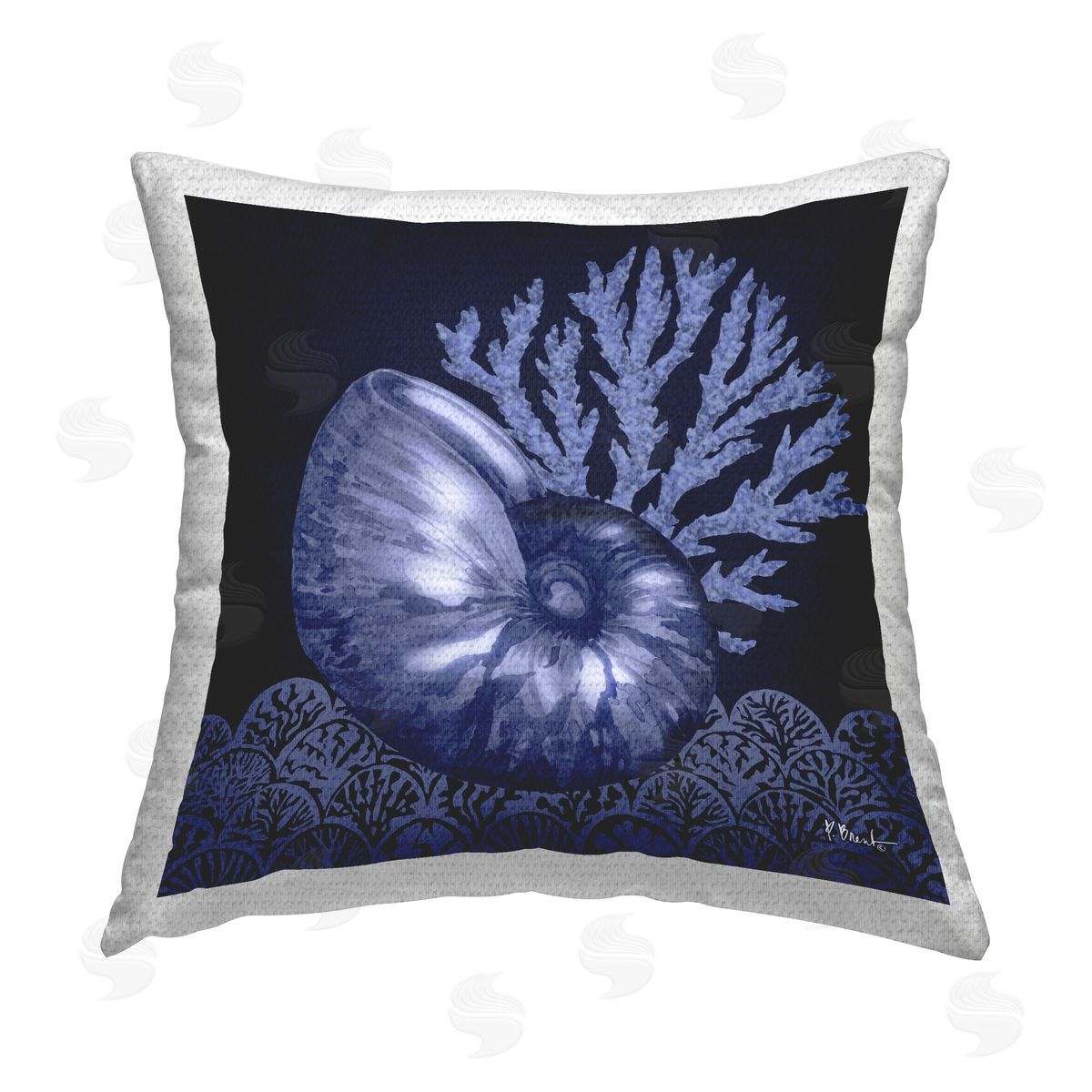 Paul Brent Shadow Nautilus Shell Outdoor Quick-Dry Polyester Printed Throw Pillow