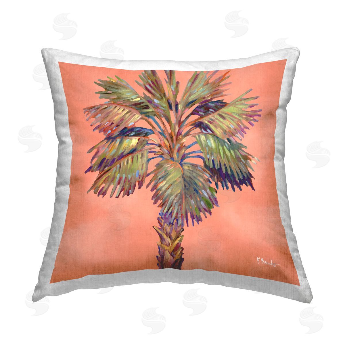 Paul Brent Bondi Beach Palm Printed Plush Polyester Throw Pillow