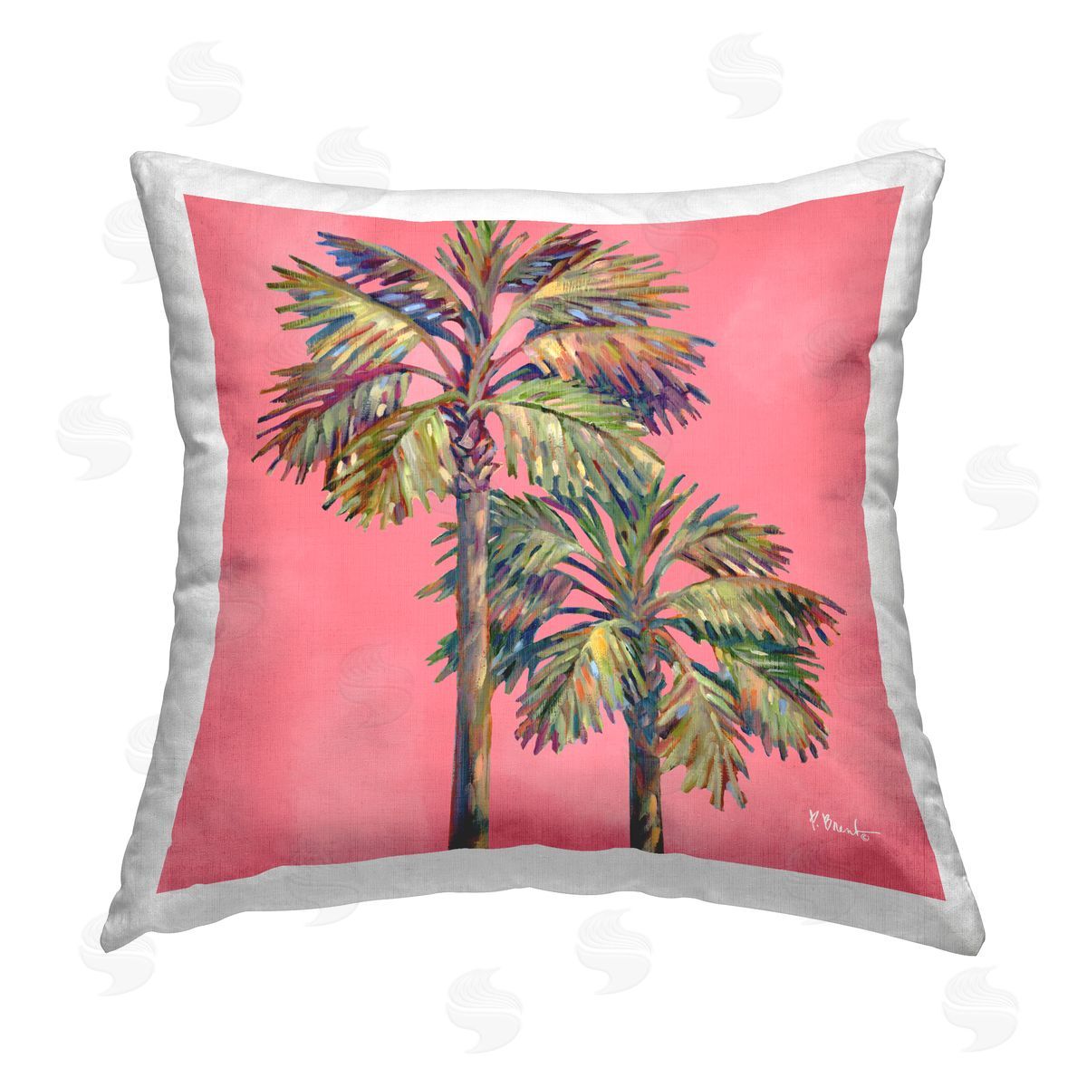 Paul Brent Bondi Palms on Pink Printed Plush Polyester Throw Pillow