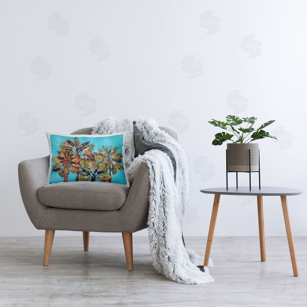 Paul Brent Bondi Beach Palms Printed Plush Polyester Throw Pillow On Chair