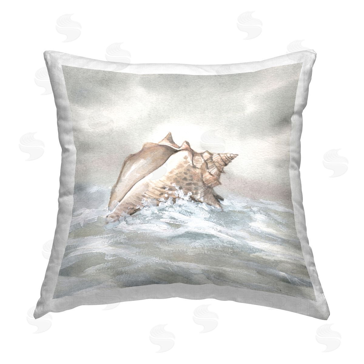 Carol Robinson Washed Ashore Conch Sell Printed Plush Polyester Throw Pillow