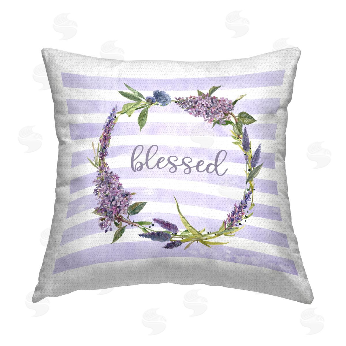 Carol Robinson Blessed Lilac Wreath Outdoor Quick-Dry Polyester Printed Throw Pillow